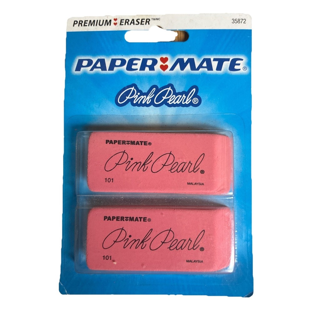 Vintage‎ Paper Mate Pink Pearl Erasers 2 pc 2006 NEW